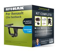 Pacco Gancio traino fisso per Renault Clio fastback 01- & e-kit uni a 7 poli