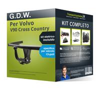 Pacco Gancio traino fisso per Volvo V90 C. Cou. 16- e un e-kit sp. a 13 poli Top