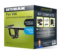 Pacco Gancio traino fisso per VW Golf V Variant SW 07- e un e-kit sp. a 7 poli
