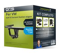 Pacco Gancio traino fisso per VW Golf VI Variant SW 09- e un e-kit spec. a 7 p.