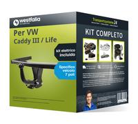Pacco Gancio traino fisso Westfalia per VW Caddy 04- e un e-kit sp. a 7 poli Top