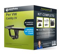 Pacco Gancio traino fisso Westfalia per VW Caddy IV 15- e un e-kit sp. a 13 poli