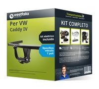 Pacco Gancio traino fisso Westfalia per VW Caddy IV 15- e un e-kit sp. a 7 poli
