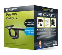 Pacco Gancio traino fisso Westfalia per VW Caddy IV 15- e un e-kit uni a 13 poli
