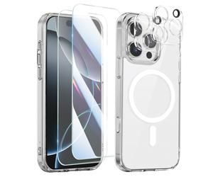 Pacco Protezione per iPhone 16 Custodia 2 Vetri Temperati e 2 Pellicole