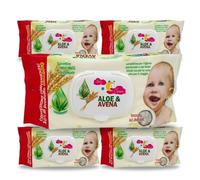 Pacco risparmio 480 Salviette Umidificate profumate all'avena e aloe vera per Neonato e Igiene Personale con Chiusura Salvafreschezza a Clip Tessuto baby ad Alveare Extradelicato 42gr per casa o in