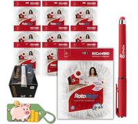Pacco SUPER Convenienza 10 Panni rotondi di ricambio in microfibra per Rotomop Super Five + Penna Raspada ®