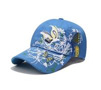 PACDE Cappello da Baseball da Donna con Farfalla Ricamata, Paillettes alla Moda, Cinturino Regolabile in Cotone a Bombetta