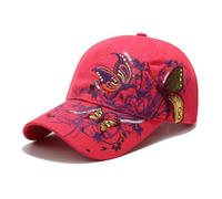 PACDE Cappello da Baseball da Donna in Cotone con Farfalla Ricamata, Paillettes alla Moda e Cinturino Regolabile