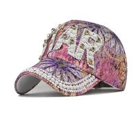PACDE Cappello da baseball da donna ricamato a farfalla con paillettes alla moda cinturino regolabile in cotone cappelli da donna cappelli a bombetta da donna cappello da baseball da donna