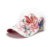 PACDE Cappello da baseball da donna ricamato a farfalla con paillettes alla moda cinturino regolabile in cotone cappelli da donna cappelli a bombetta da donna cappello da baseball da donna, bianco,