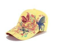 PACDE Cappello da Baseball Ricamato a Farfalla con Paillettes da Donna in Cotone, Cinturino Regolabile
