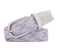 PACDE Cintura da donna in tela intrecciata elastica con colori pastello occidentali, sottile, elasticizzata, Rosa e blu., for42"-43"waist size