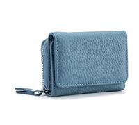 PACDE Portafoglio corto da donna in pelle bovina con blocco RFID, grande capacità, multifunzione, con 6 scomparti per carte, tasca portamonete con cerniera e scomparto per banconote, 8 colori, Blu