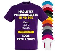 PACDESIGN Maglietta Personalizzata Bambino 100% Cotone - Tshirt Personalizzate Bambini e Ragazzi con Foto, Logo, Nome, Frasi - Ideale per Feste, Campo Scuola, Grest (Viola - 5/6 Anni)