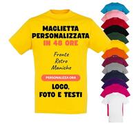 PACDESIGN Maglietta Personalizzata Bambino 100% Cotone - Tshirt Personalizzate Bambini e Ragazzi con Foto, Logo, Nome, Frasi - Ideale per Feste, Campo Scuola, Grest (Giallo Oro - 1/2 Anni)