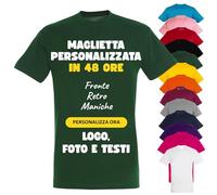 PACDESIGN Maglietta Personalizzata Bambino 100% Cotone - Tshirt Personalizzate Bambini e Ragazzi con Foto, Logo, Nome, Frasi - Ideale per Feste, Campo Scuola, Grest (Verde Bosco - 11/12 Anni)