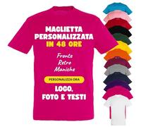 PACDESIGN Maglietta Personalizzata Bambino 100% Cotone - Tshirt Personalizzate Bambini e Ragazzi con Foto, Logo, Nome, Frasi - Ideale per Feste, Campo Scuola, Grest (Fucsia - 1/2 Anni)