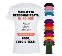 PACDESIGN Maglietta Personalizzata Donna 100% Cotone - Tshirt Personalizzate con Foto, Logo, Nome, Frasi - Regali e Gadget Personalizzati (Bianco - M)