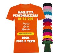 PACDESIGN Maglietta Personalizzata Donna 100% Cotone - Tshirt Personalizzate con Foto, Logo, Nome, Frasi - Regali e Gadget Personalizzati (Arancione - L)