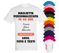 PACDESIGN Maglietta Personalizzata Uomo 100% Cotone - Tshirt Personalizzate con Foto, Logo, Nome, Frasi - Regali e Gadget Personalizzati (Bianco - L)
