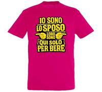 PACDESIGN Magliette Addio al Celibato Sposo e Amici Personalizzate - T-Shirt Maglia Personalizzabile Uomo 100% Cotone - Gadget Addio al Celibato (Io Sono Lo Sposo - Fucsia - XL)