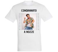 PACDESIGN Magliette Addio al Celibato Sposo e Amici Personalizzate - T-Shirt Maglia Personalizzabile Uomo 100% Cotone - Gadget Addio al Celibato (Condannato - Bianco - L)