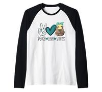 Pace Amore Bradipi Divertente Regalo Bradipo Hippie Pace Maglia con Maniche Raglan