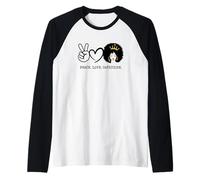 Pace Amore Capricorno Regina Zodiaco Capelli Afro Compleanno Maglia con Maniche Raglan