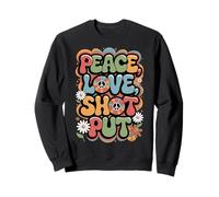 Pace amore colpo mettere 60s 70s Hippie Retro Shot putter Felpa