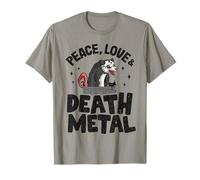 Pace, Amore & Death Metal Opossum Goth Punk Rock Funny Metal Maglietta