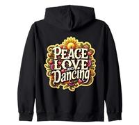Pace Amore E Danza Insegnante Istruttore Amante Ballerino Hippy Felpa con Cappuccio