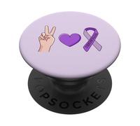 Pace. Amore. Fibromialgia. Il nastro viola Meme PopSockets PopGrip Adesivo