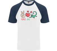 Pace Amore Lucertole Divertente Gecko Iguana Maglietta S/S Da Baseball Per Uomo