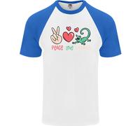 Pace Amore Lucertole Divertente Gecko Iguana Maglietta S/S Da Baseball Per Uomo