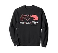 Pace, Amore, maiali, Hippie, Cuore, Mano, Segno, Silhouette Felpa