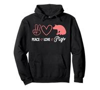 Pace, Amore, maiali, Hippie, Cuore, Mano, Segno, Silhouette Felpa con Cappuccio