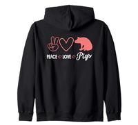 Pace, Amore, maiali, Hippie, Cuore, Mano, Segno, Silhouette Felpa con Cappuccio
