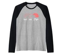 Pace, Amore, maiali, Hippie, Cuore, Mano, Segno, Silhouette Maglia con Maniche Raglan