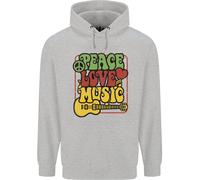 Pace Amore Musica Chitarra Hippy Fiore Potere Felpa Uomo