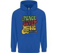 Pace Amore Musica Chitarra Hippy Fiore Potere Felpa Uomo