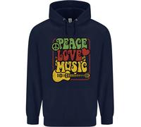 Pace Amore Musica Chitarra Hippy Fiore Potere Felpa Uomo