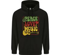 Pace Amore Musica Chitarra Hippy Fiore Potere Felpa Uomo