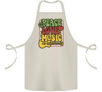 Pace Amore Musica Chitarra Hippy Fiore Potere Grembiule In Cotone 100% Biologico