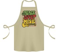 Pace Amore Musica Chitarra Hippy Fiore Potere Grembiule In Cotone 100% Biologico