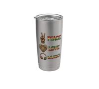 Pace Amore Musica Rasta Stile Reggae Vintage Bicchiere termico in acciaio inox doppia parete