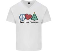 Pace Amore Natale Xmas Maglietta In Cotone A V Per Uomo