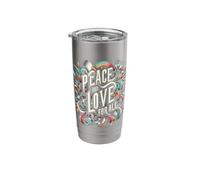 Pace & Amore Per Tutti Unire il Mondo Amore e Pace Per Sempre Bicchiere termico in acciaio inox doppia parete