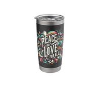 Pace & Amore Per Tutti Unire il Mondo Amore e Pace Per Sempre Bicchiere termico in acciaio inox doppia parete