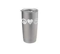 Pace, amore, sorridi con tutto il cuore e sii felice, viso gioioso Bicchiere termico in acciaio inox doppia parete
